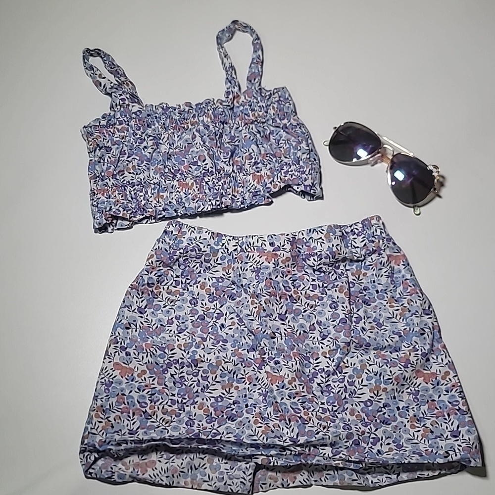 5/$30 NWOT AMAZON 2pc Floral Tank and Skirt 100% Cotton outfit set + sunglasses